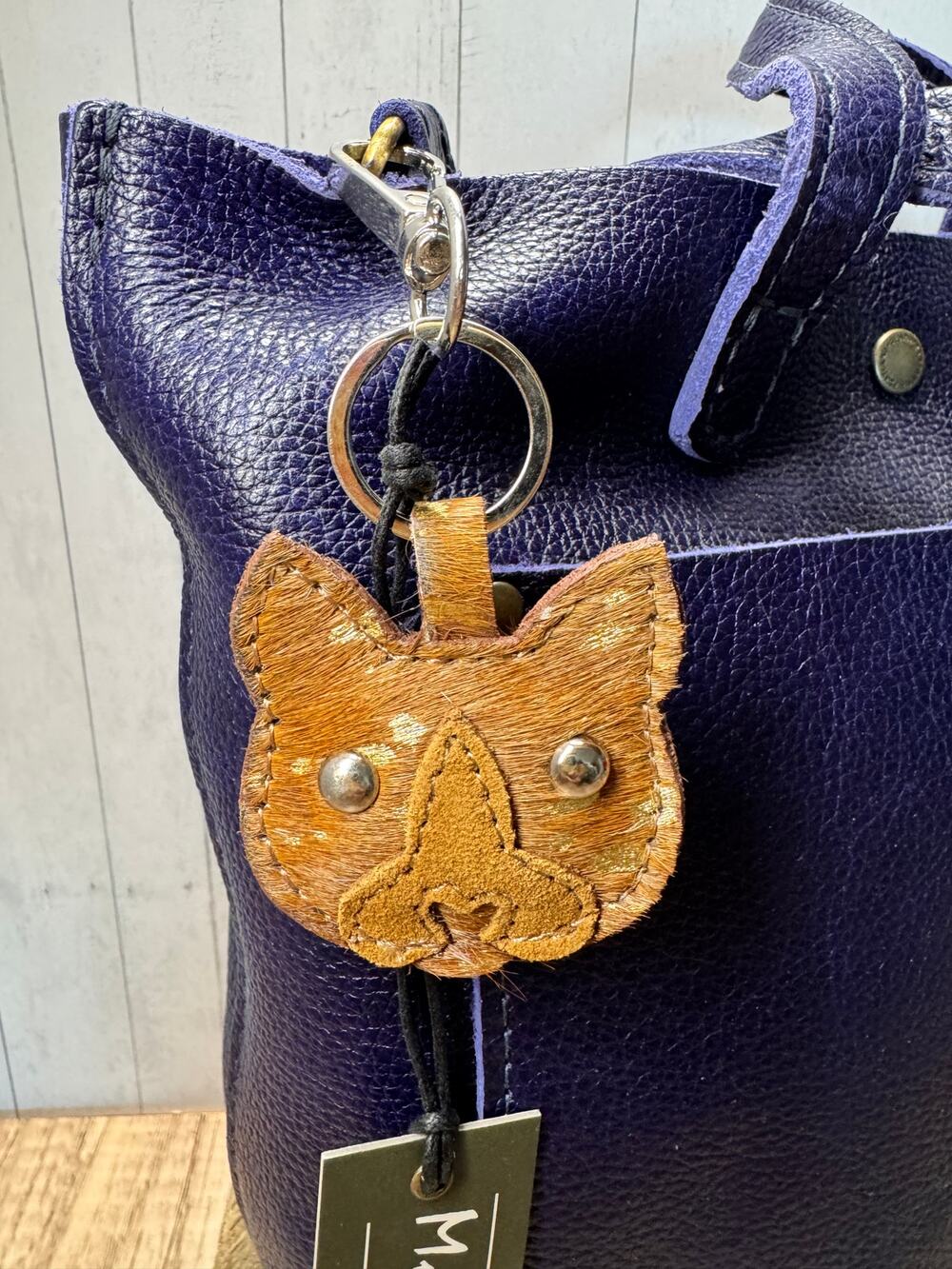 Cute Dog Purse Charm French Bulldog Light Brown Genuine Leather Bag Charm